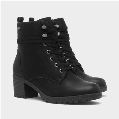 Bilbao Womens Black Heeled Lace Up Boot