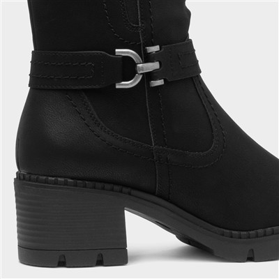 Barcelona Womens Black Heeled Ankle Boot