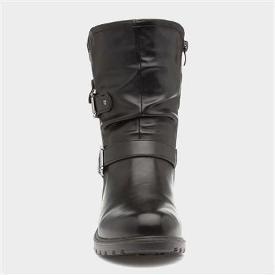 Womens Black Heeled Calf Boot