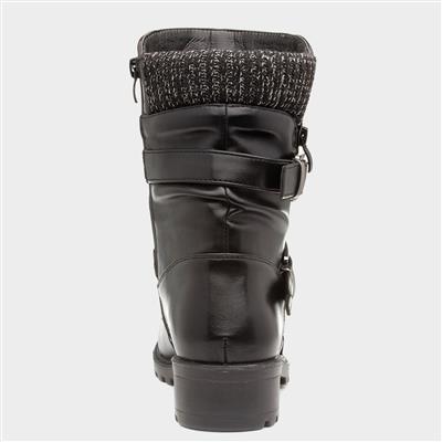 Womens Black Heeled Calf Boot