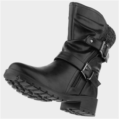 Womens Black Heeled Calf Boot