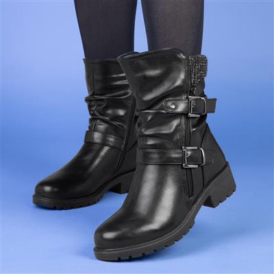 Womens Black Heeled Calf Boot
