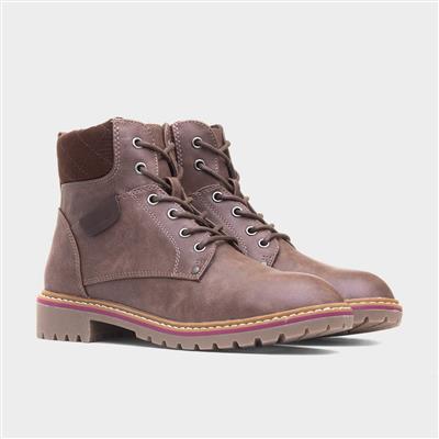 Alberta Womens Brown Lace Up Boot