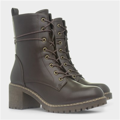 Bergen Womens Brown Lace Up Boot