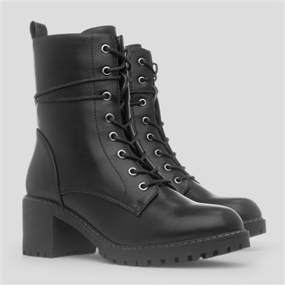 Bergen Womens Black Lace Up Boot