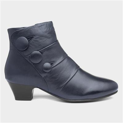 Prancer Womens Navy Leather Ankle Boot