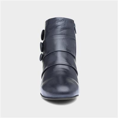 Prancer Womens Navy Leather Ankle Boot