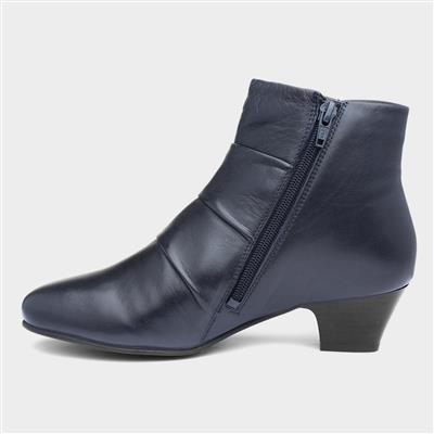 Prancer Womens Navy Leather Ankle Boot
