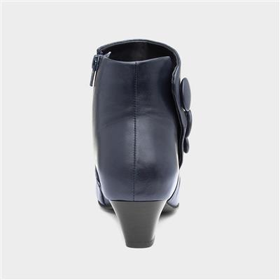 Prancer Womens Navy Leather Ankle Boot