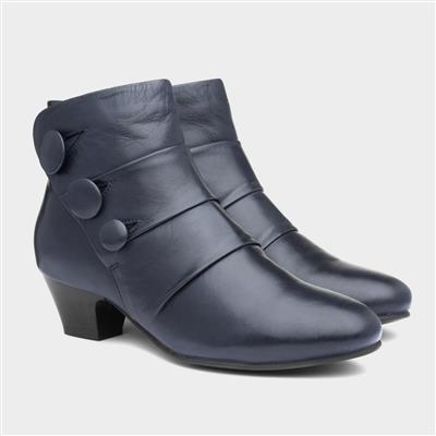 Prancer Womens Navy Leather Ankle Boot