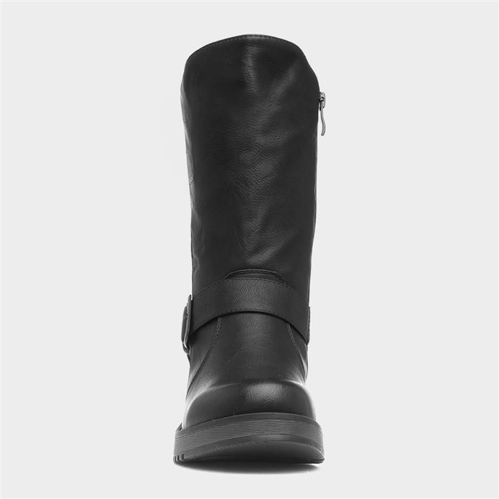 Maya Womens Black Buckle Calf Boot