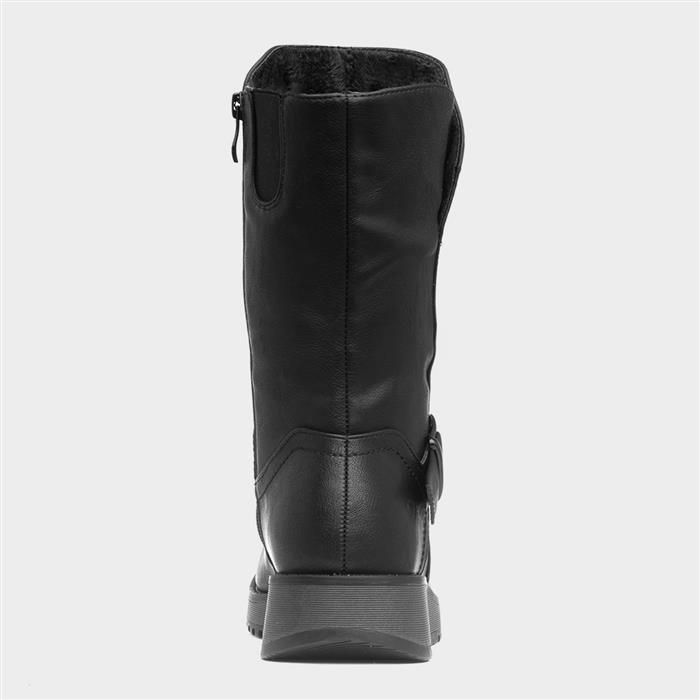 Maya Womens Black Buckle Calf Boot