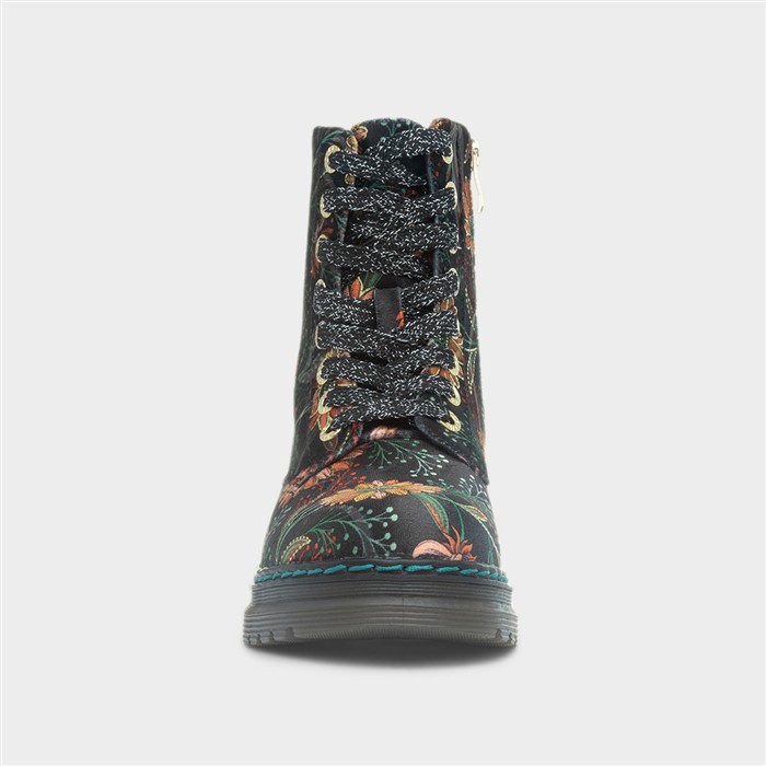 Lotte Womens Black Daisy Print Boot