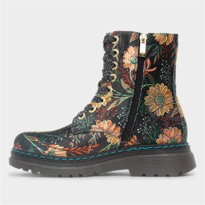 Lotte Womens Black Daisy Print Boot