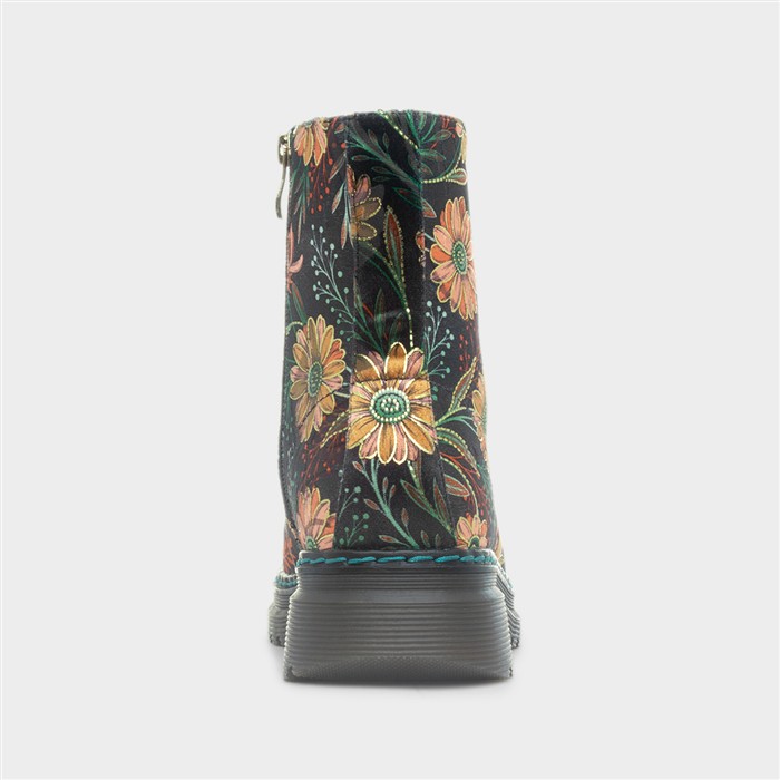 Lotte Womens Black Daisy Print Boot