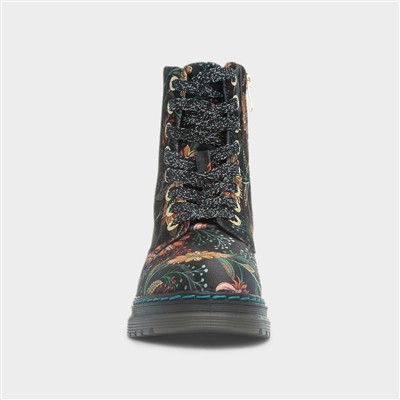 Lotte Womens Black Daisy Print Boot