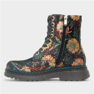 Lotte Womens Black Daisy Print Boot