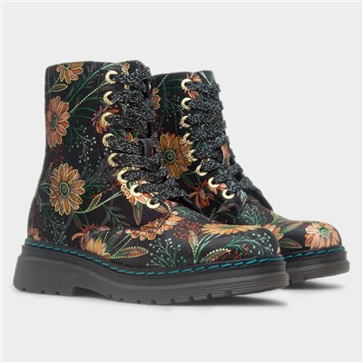 Lotte Womens Black Daisy Print Boot