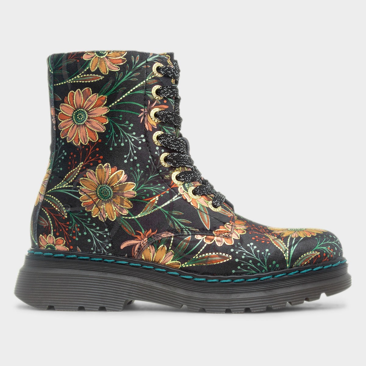 Lotte Womens Black Daisy Print Boot