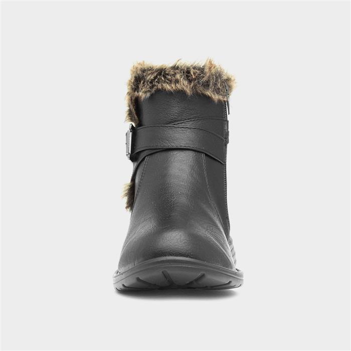 Lisa Womens Black Faux Fur Ankle Boot