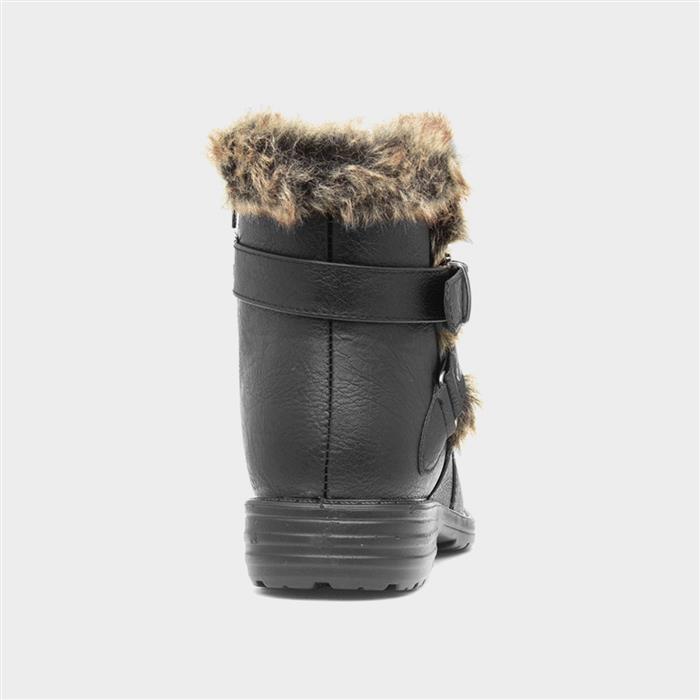 Lisa Womens Black Faux Fur Ankle Boot