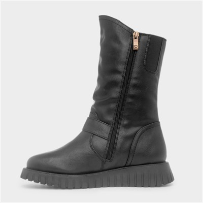 Marianne Womens Black Zip Up Boots