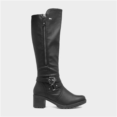 Zoe Womens Black Buckle Boots