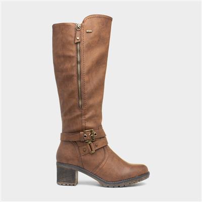 Zoe Womens Brown Heeled Boots