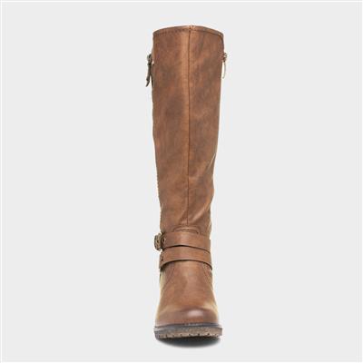Zoe Womens Brown Heeled Boot