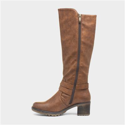 Zoe Womens Brown Heeled Boot