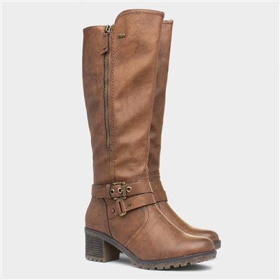 Zoe Womens Brown Heeled Boot