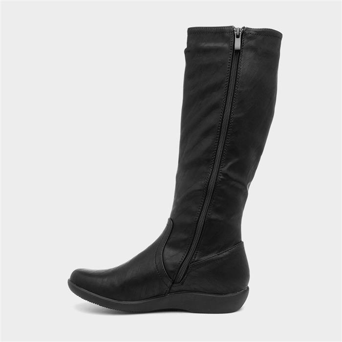 Sheri Womens Black Zip Up Calf Boot