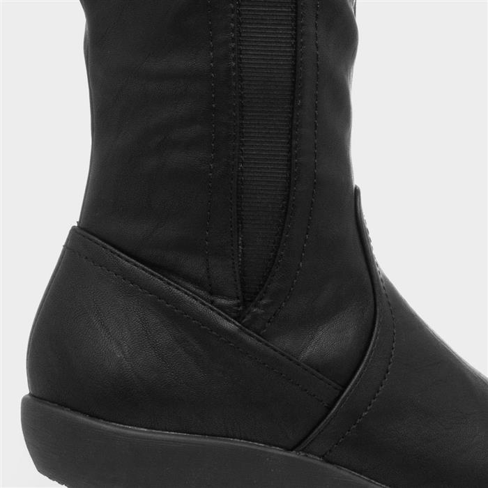 Sheri Womens Black Zip Up Calf Boot