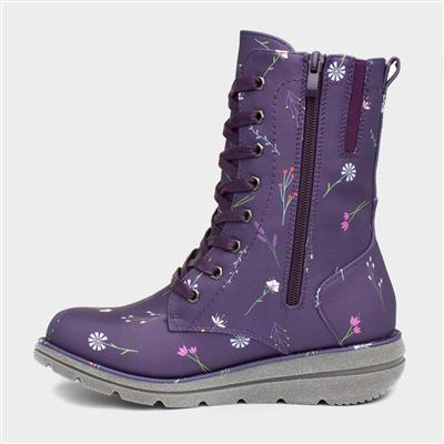 Heavenly Feet Martina 3 Womens Purple Floral Boot-183014 | Shoe Zone