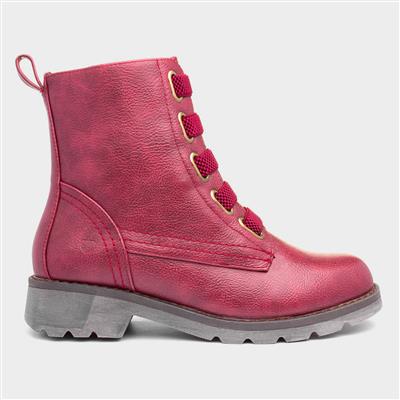 Ingrid Womens Red Ankle Boot