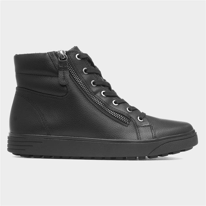 Ohio Womens Black Lace Up Wide Fit Boot