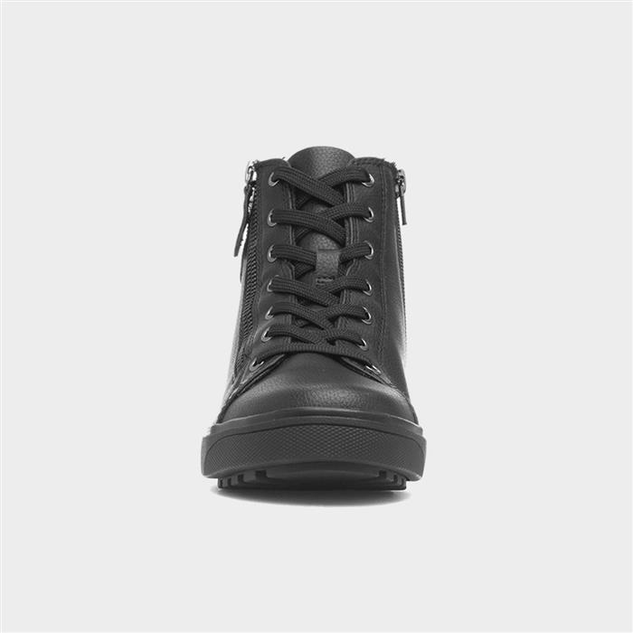 Ohio Womens Black Lace Up Wide Fit Boot