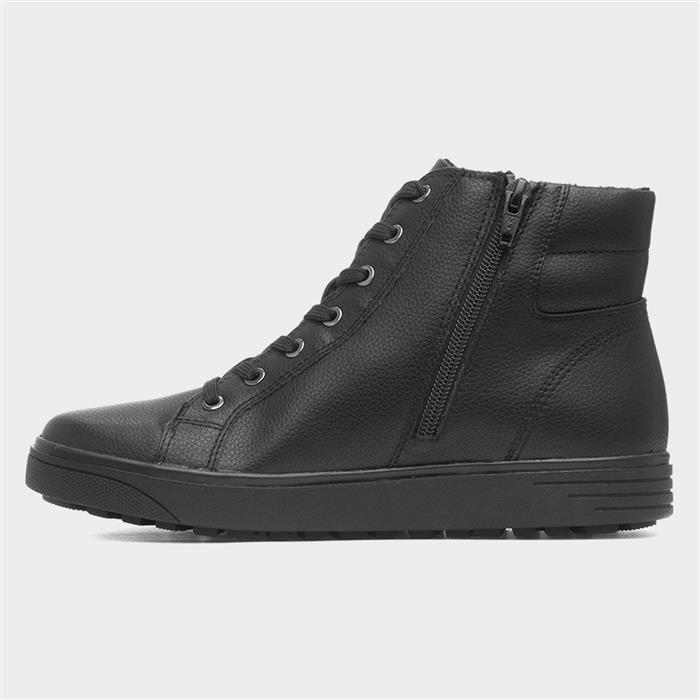 Ohio Womens Black Lace Up Wide Fit Boot