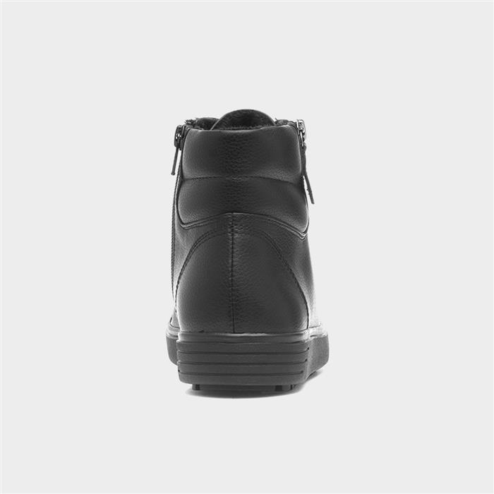 Ohio Womens Black Lace Up Wide Fit Boot