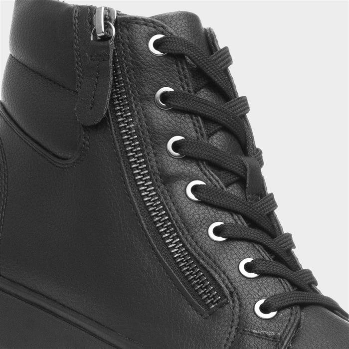 Ohio Womens Black Lace Up Wide Fit Boot