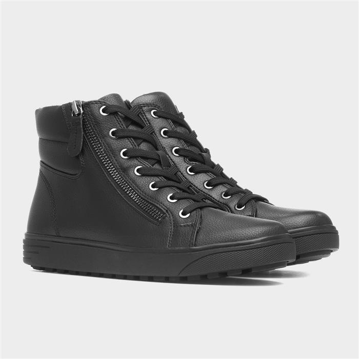 Ohio Womens Black Lace Up Wide Fit Boot