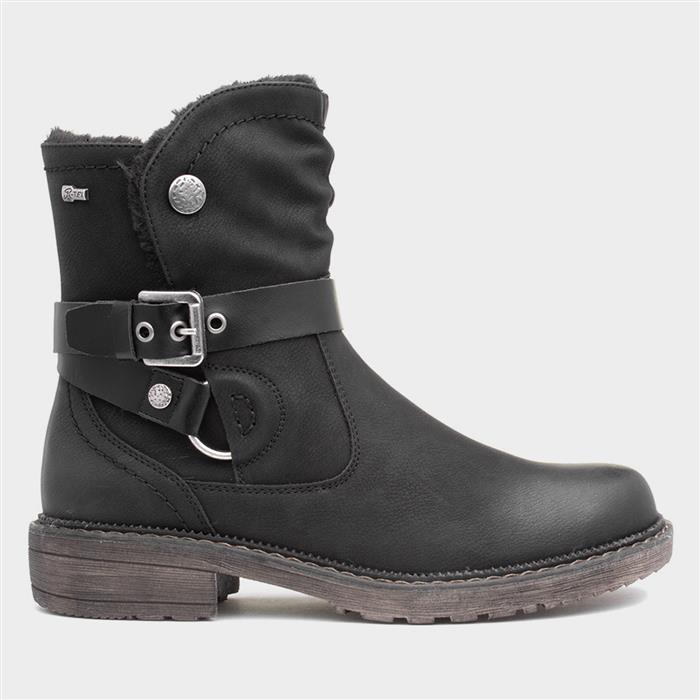 Clare Womens Black Faux Fur Ankle Boot