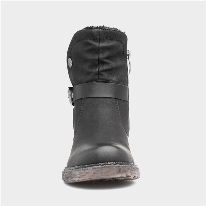 Clare Womens Black Faux Fur Ankle Boot