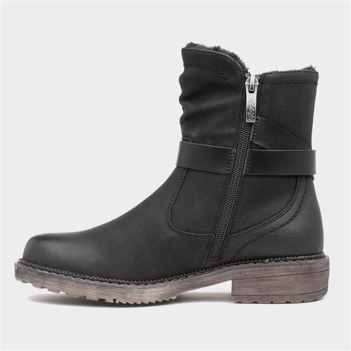 Clare Womens Black Faux Fur Ankle Boot