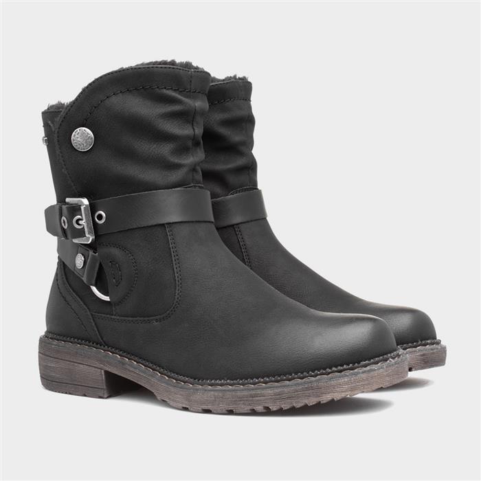 Clare Womens Black Faux Fur Ankle Boot