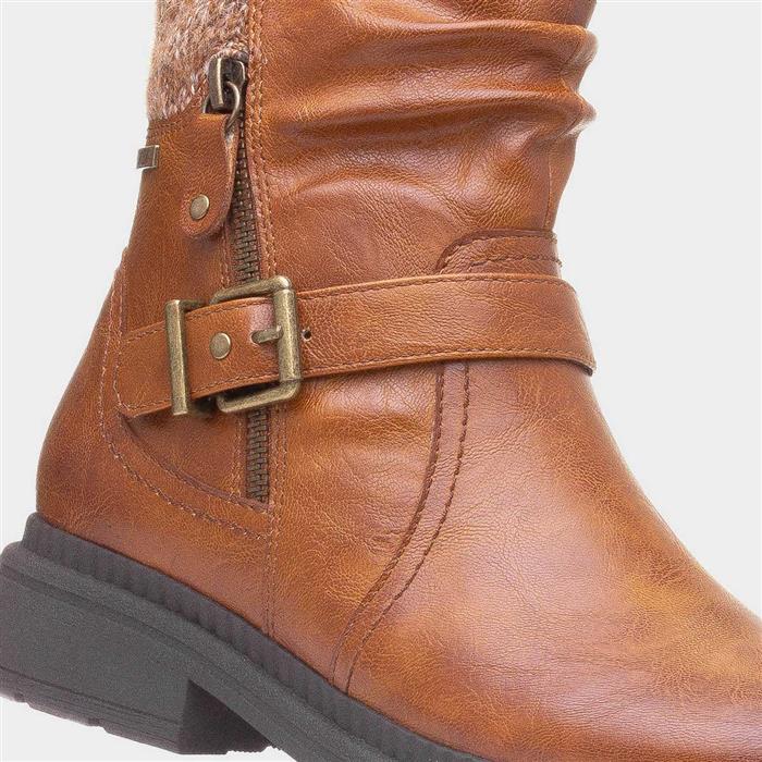 Wyoming Womens Tan Zip Up Wide Fit Boot