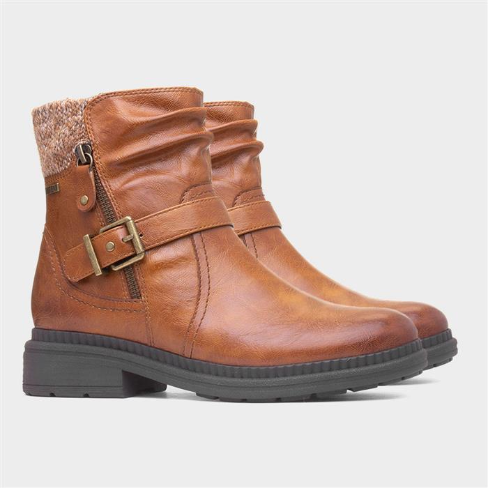 Wyoming Womens Tan Zip Up Wide Fit Boot