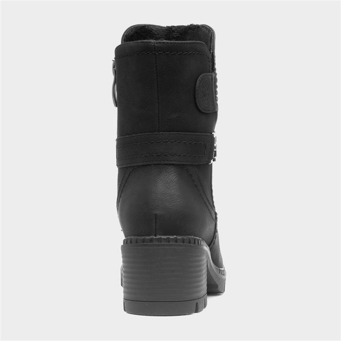Sonya Womens Black Heeled Zip Up Boot