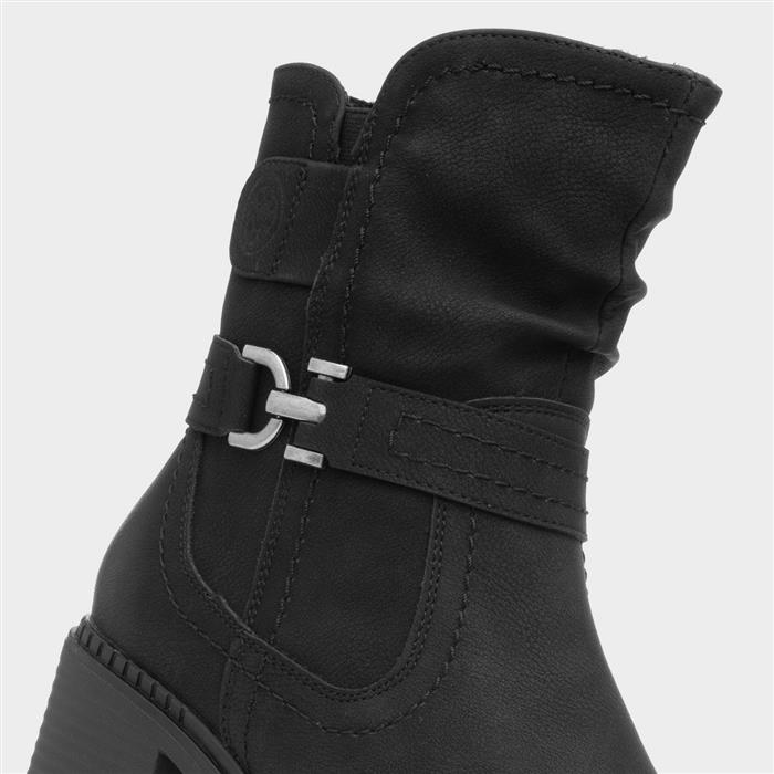 Sonya Womens Black Heeled Zip Up Boot
