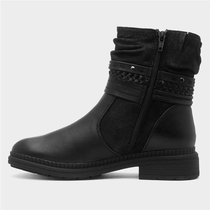 Nebraska Womens Black Zip Wide Fit Boot